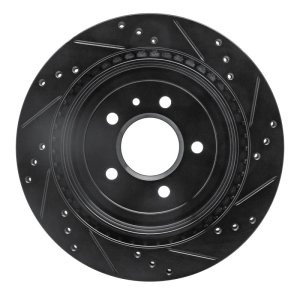 Cadillac ATS Brake Rotor (1) - Rear Left - R1 Concepts - Drilled & Slotted - Black - `13-`19